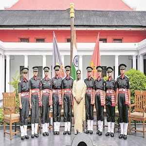Nine female cadets from the Indian Army