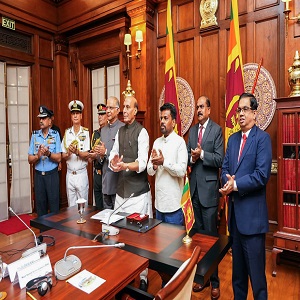 Ajnath Singh meets Sri Lankan President.